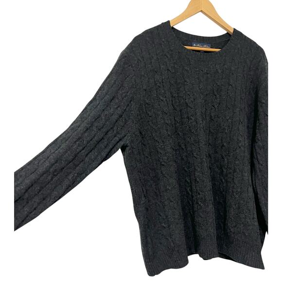 Brooks Brothers Sweater Mens XXL Gray Lambswool Cable Knit Crewneck Pullover - Picture 4 of 7